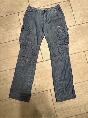 Guess Men's Denim-Style Blue Cargo Pants